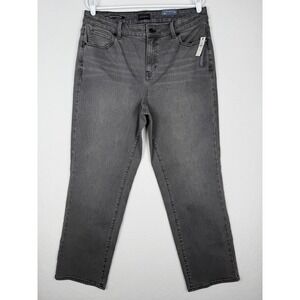 NEW Talbots‎ High Waisted Relaxed Jeans Womens 14W Grey Denim Straight Leg